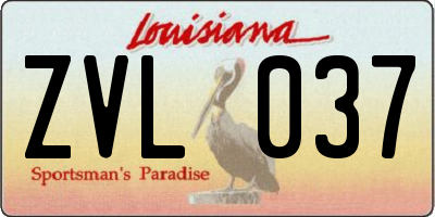 LA license plate ZVL037