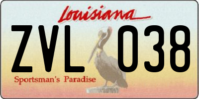 LA license plate ZVL038