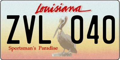 LA license plate ZVL040