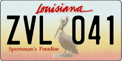 LA license plate ZVL041