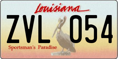 LA license plate ZVL054
