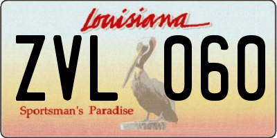 LA license plate ZVL060