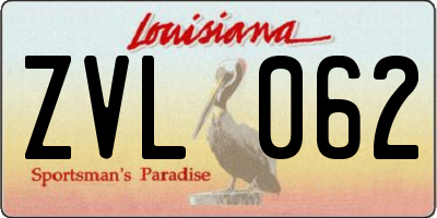 LA license plate ZVL062