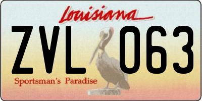 LA license plate ZVL063