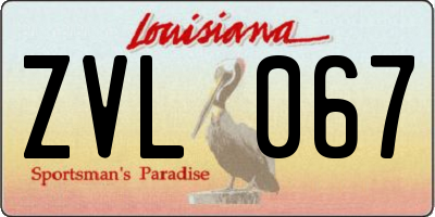 LA license plate ZVL067