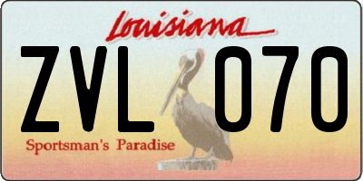 LA license plate ZVL070