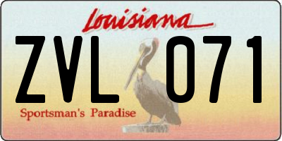 LA license plate ZVL071