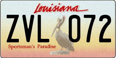 LA license plate ZVL072