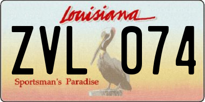 LA license plate ZVL074