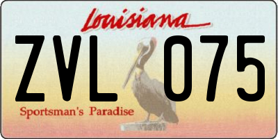 LA license plate ZVL075