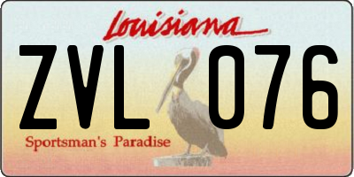 LA license plate ZVL076