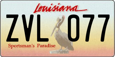 LA license plate ZVL077