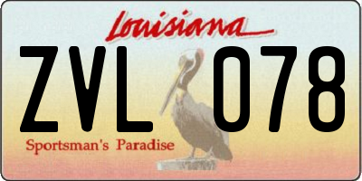 LA license plate ZVL078