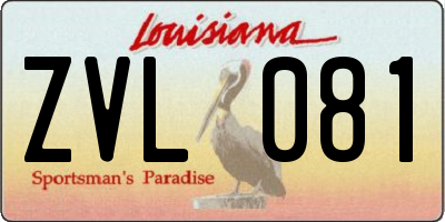 LA license plate ZVL081