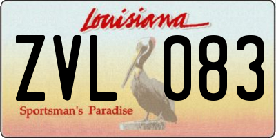 LA license plate ZVL083