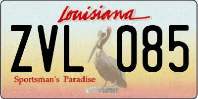 LA license plate ZVL085