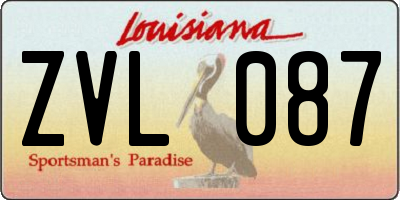 LA license plate ZVL087