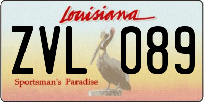 LA license plate ZVL089