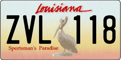 LA license plate ZVL118