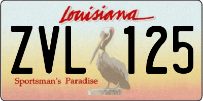 LA license plate ZVL125