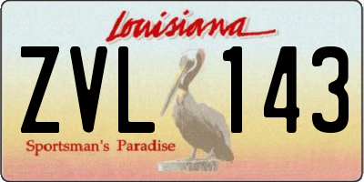 LA license plate ZVL143