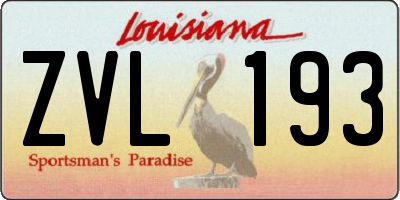 LA license plate ZVL193