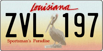 LA license plate ZVL197