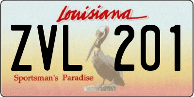 LA license plate ZVL201