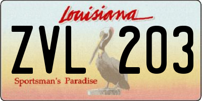 LA license plate ZVL203