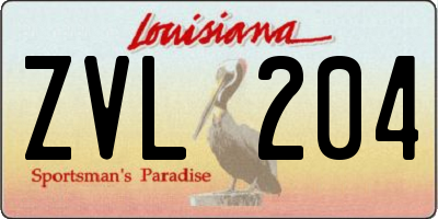 LA license plate ZVL204