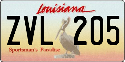 LA license plate ZVL205