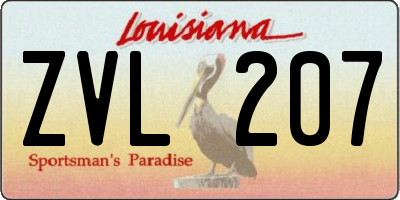 LA license plate ZVL207