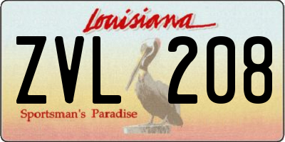 LA license plate ZVL208