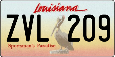 LA license plate ZVL209