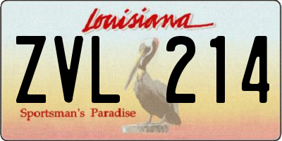 LA license plate ZVL214