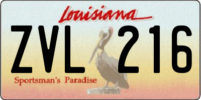 LA license plate ZVL216