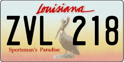 LA license plate ZVL218