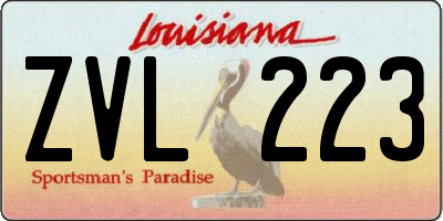 LA license plate ZVL223