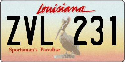 LA license plate ZVL231