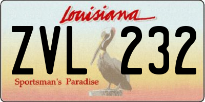 LA license plate ZVL232