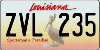 LA license plate ZVL235