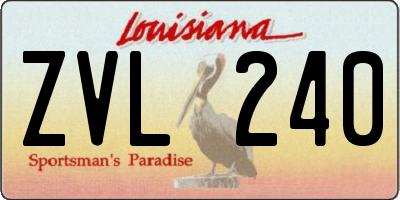 LA license plate ZVL240