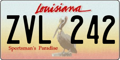 LA license plate ZVL242