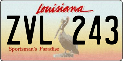 LA license plate ZVL243