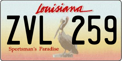 LA license plate ZVL259