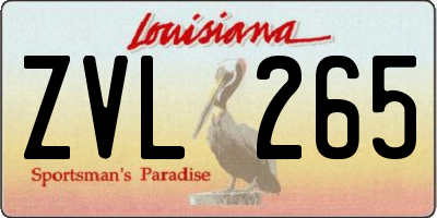 LA license plate ZVL265