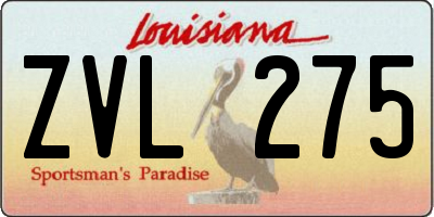 LA license plate ZVL275