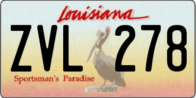 LA license plate ZVL278