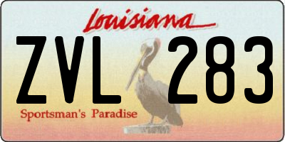 LA license plate ZVL283