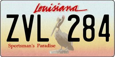 LA license plate ZVL284